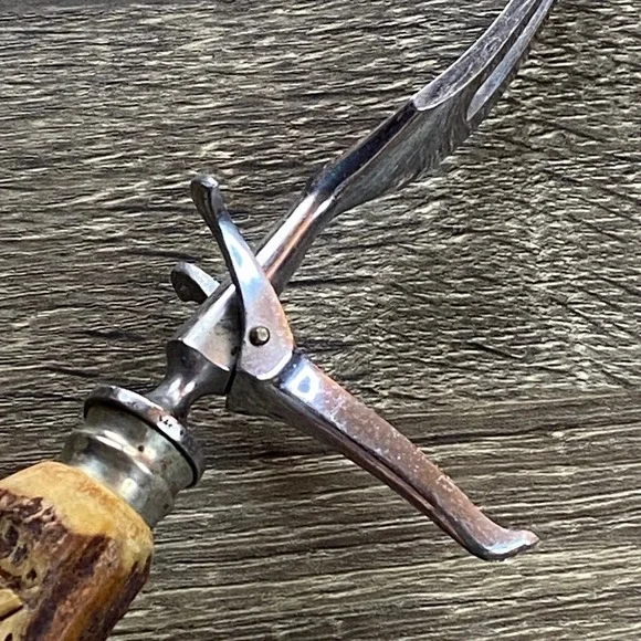 Anton Wingen Jr Solingen Germany Carve Stag Horn Handle Etched Turkey Knife Fork